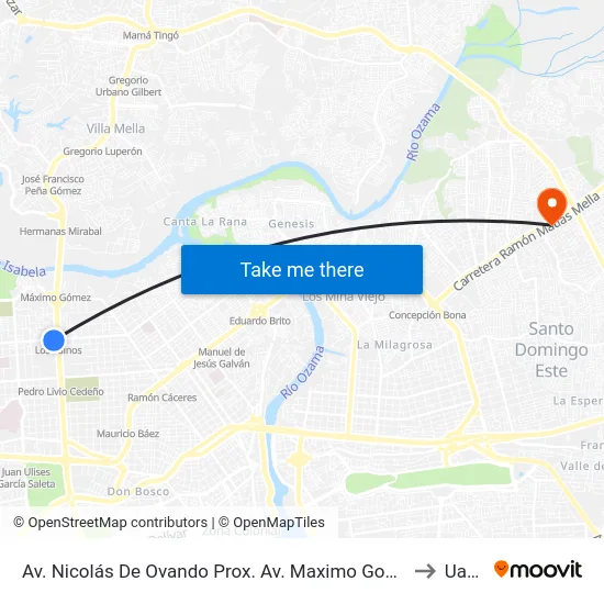 Av. Nicolás De Ovando Prox. Av. Maximo Gomez to Uasd map