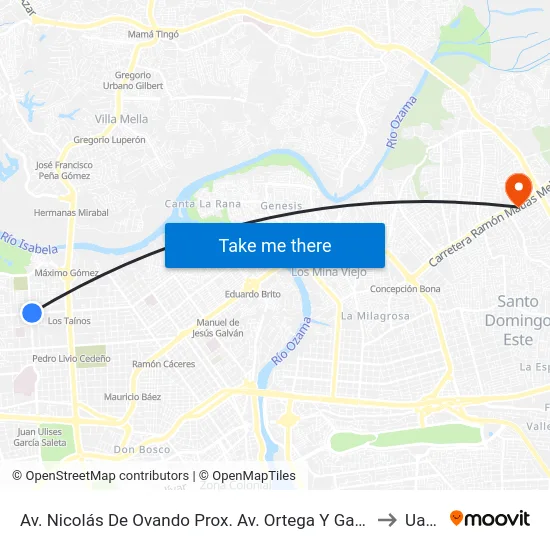 Av. Nicolás De Ovando Prox. Av. Ortega Y Gasset to Uasd map