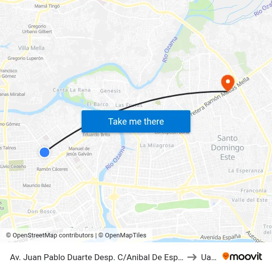 Av. Juan Pablo Duarte Desp. C/Anibal De Espinosa to Uasd map