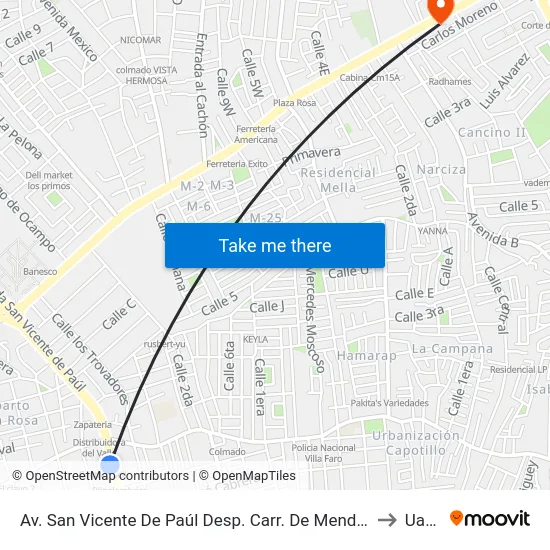 Av. San Vicente De Paúl Desp. Carr. De Mendoza to Uasd map