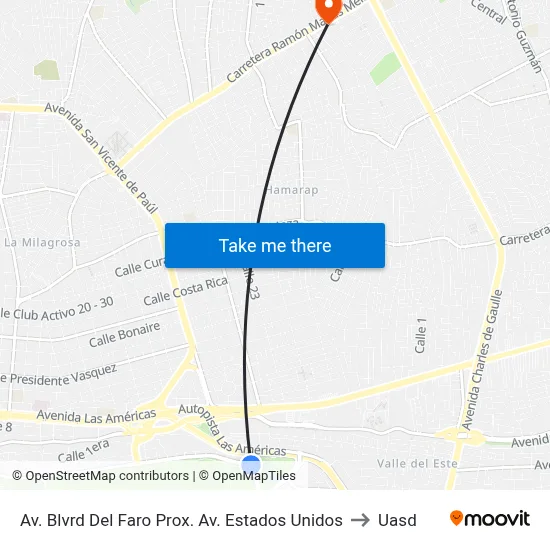 Av. Blvrd Del Faro Prox. Av. Estados Unidos to Uasd map