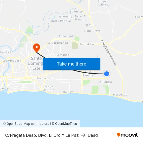 C/Fragata Desp. Blvd. El Oro Y La Paz to Uasd map