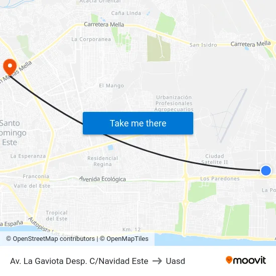 Av. La Gaviota Desp. C/Navidad Este to Uasd map