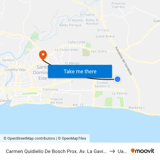 Carmen Quidiello De Bosch Prox. Av. La Gaviota to Uasd map