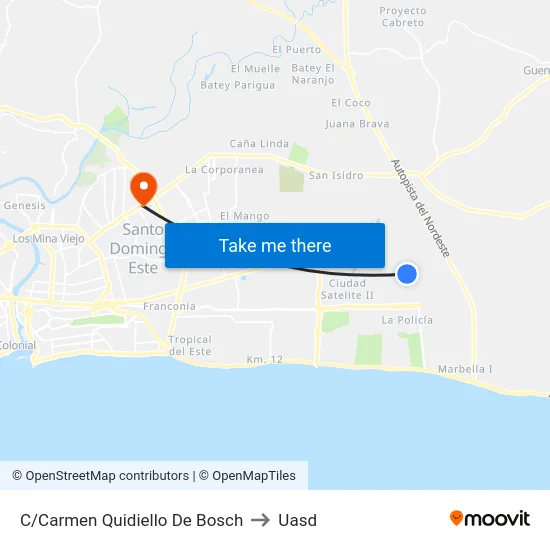 C/Carmen Quidiello De Bosch to Uasd map