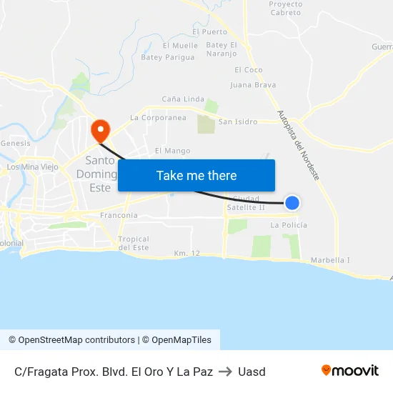 C/Fragata Prox. Blvd. El Oro Y La Paz to Uasd map