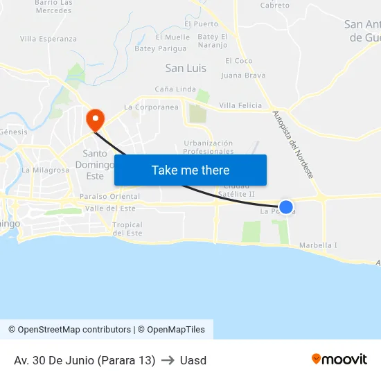 Av. 30 De Junio (Parara 13) to Uasd map