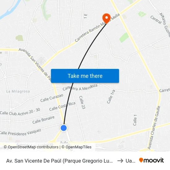 Av. San Vicente De Paúl (Parque Gregorio Luperon) to Uasd map