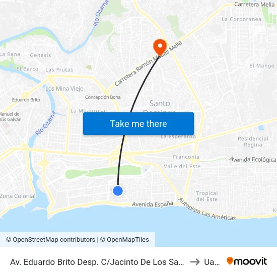 Av. Eduardo Brito Desp. C/Jacinto De Los Santos to Uasd map