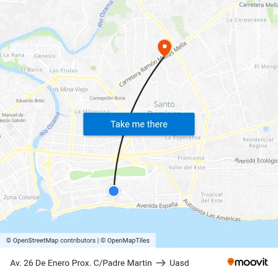 Av. 26 De Enero Prox. C/Padre Martin to Uasd map