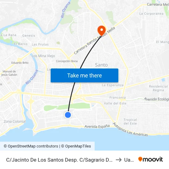 C/Jacinto De Los Santos Desp. C/Sagrario Diaz to Uasd map