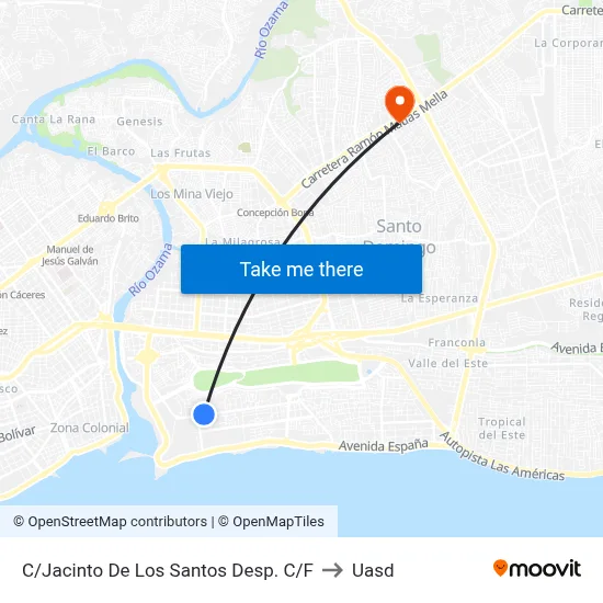 C/Jacinto De Los Santos Desp. C/F to Uasd map