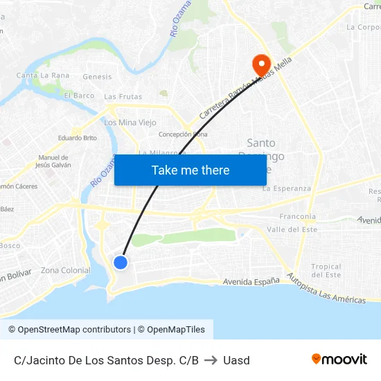 C/Jacinto De Los Santos Desp. C/B to Uasd map