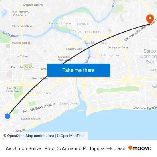 Av. Simón Bolívar Prox. C/Armando Rodriguez to Uasd map
