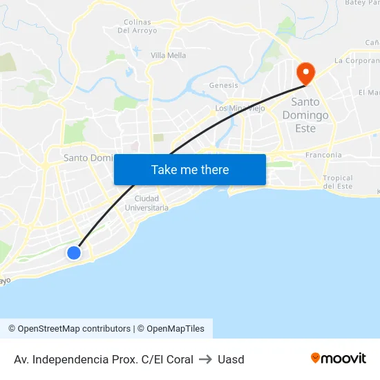 Av. Independencia Prox. C/El Coral to Uasd map