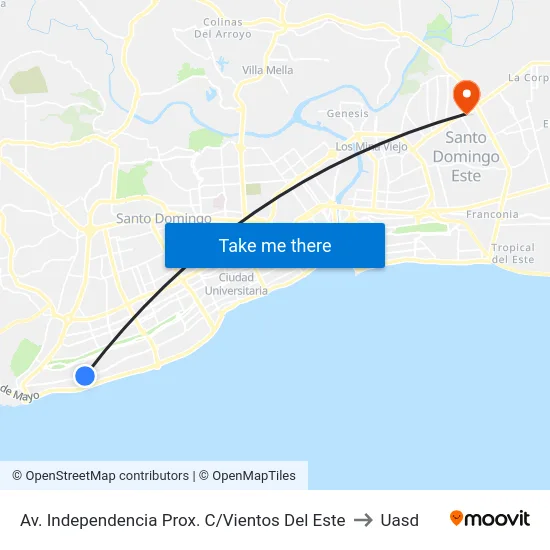 Av. Independencia Prox. C/Vientos Del Este to Uasd map