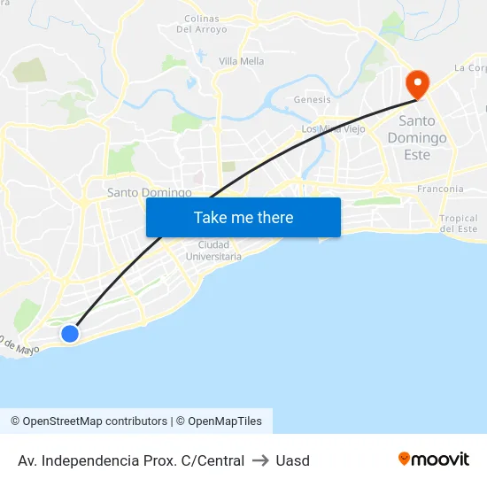 Av. Independencia Prox. C/Central to Uasd map