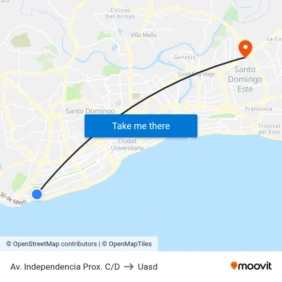 Av. Independencia Prox. C/D to Uasd map