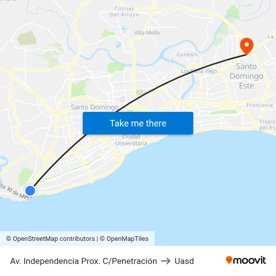 Av. Independencia Prox. C/Penetración to Uasd map