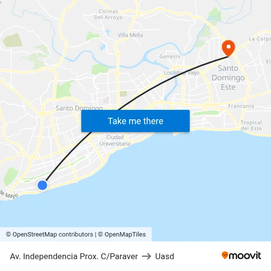 Av. Independencia Prox. C/Paraver to Uasd map