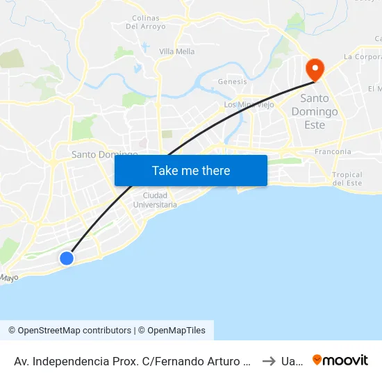 Av. Independencia Prox. C/Fernando Arturo Soto to Uasd map