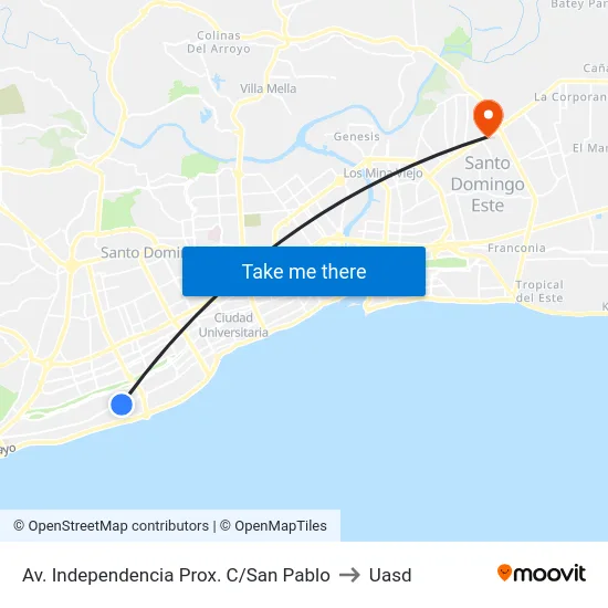 Av. Independencia Prox. C/San Pablo to Uasd map