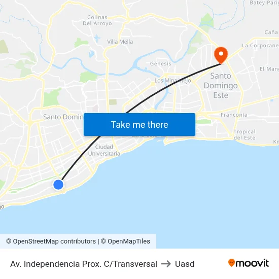 Av. Independencia Prox. C/Transversal to Uasd map