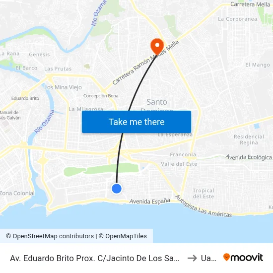 Av. Eduardo Brito Prox. C/Jacinto De Los Santos to Uasd map