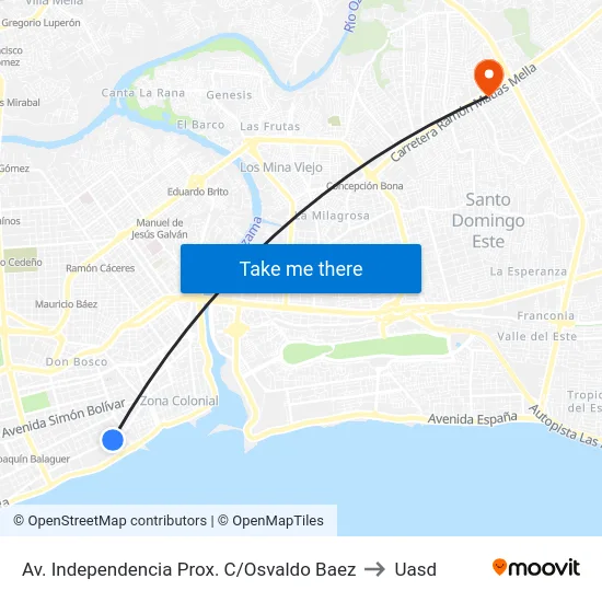 Av. Independencia Prox. C/Osvaldo Baez to Uasd map