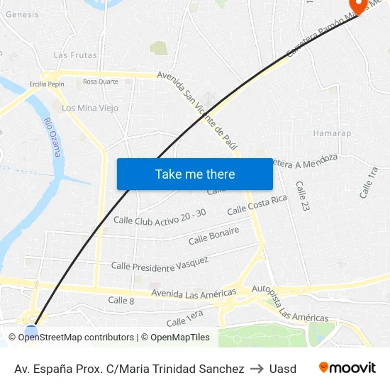 Av. España Prox. C/Maria Trinidad Sanchez to Uasd map