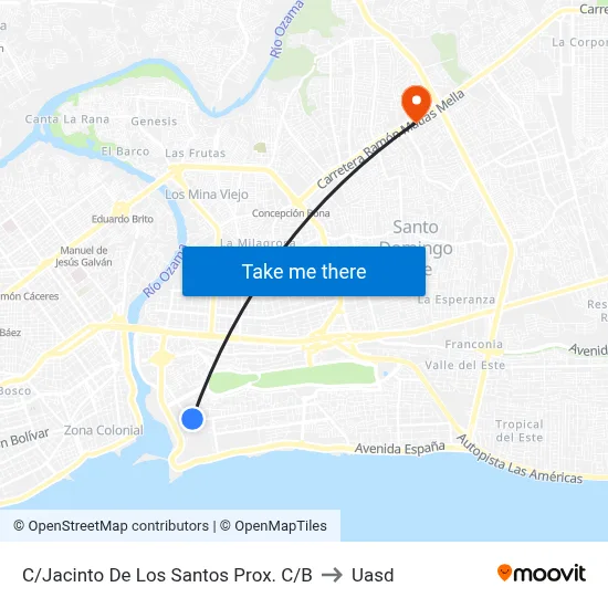 C/Jacinto De Los Santos Prox. C/B to Uasd map