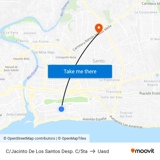 C/Jacinto De Los Santos Desp. C/5ta to Uasd map