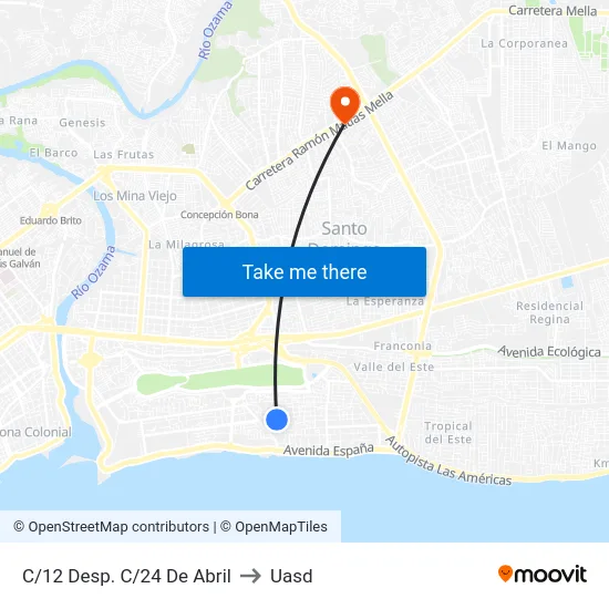C/12 Desp. C/24 De Abril to Uasd map