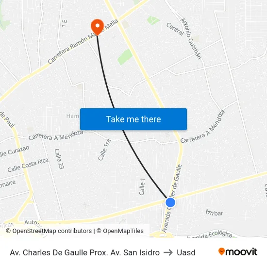 Av. Charles De Gaulle Prox. Av. San Isidro to Uasd map