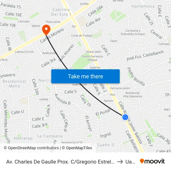 Av. Charles De Gaulle Prox. C/Gregorio Estrella to Uasd map