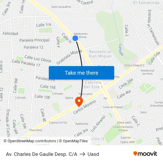 Av. Charles De Gaulle Desp. C/A to Uasd map