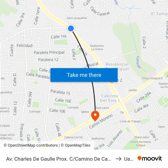 Av. Charles De Gaulle Prox. C/Camino De Cancino to Uasd map