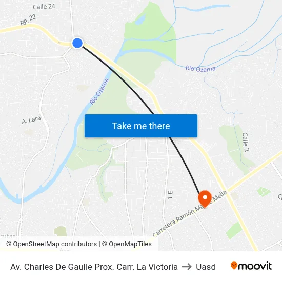 Av. Charles De Gaulle Prox. Carr. La Victoria to Uasd map
