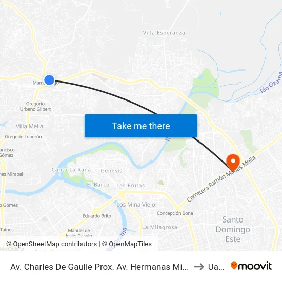 Av. Charles De Gaulle Prox. Av. Hermanas Mirabal to Uasd map