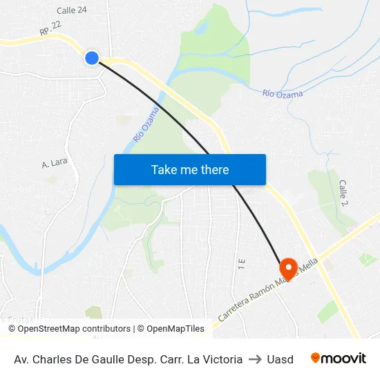 Av. Charles De Gaulle Desp. Carr. La Victoria to Uasd map
