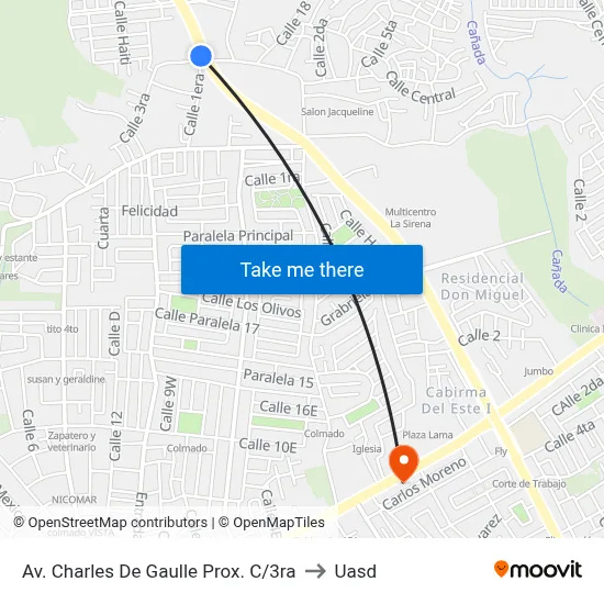 Av. Charles De Gaulle Prox. C/3ra to Uasd map