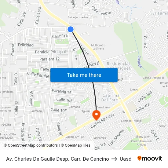 Av. Charles De Gaulle Desp. Carr. De Cancino to Uasd map