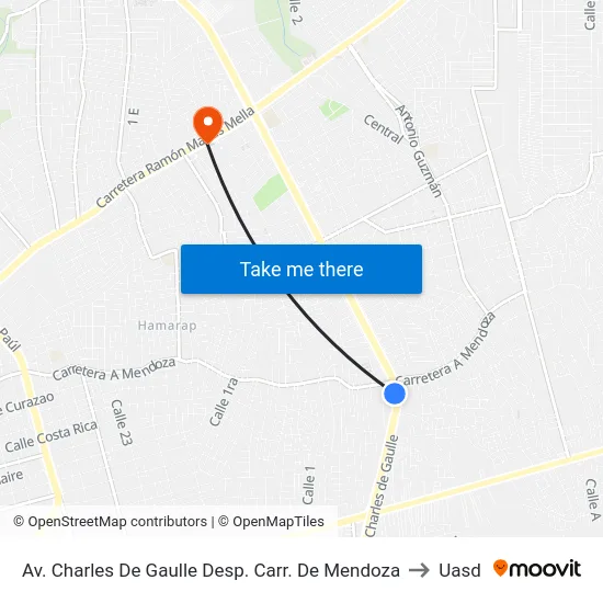 Av. Charles De Gaulle Desp. Carr. De Mendoza to Uasd map