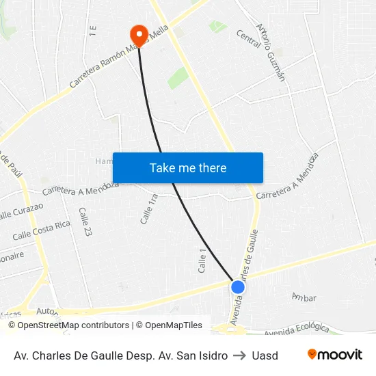 Av. Charles De Gaulle Desp. Av. San Isidro to Uasd map