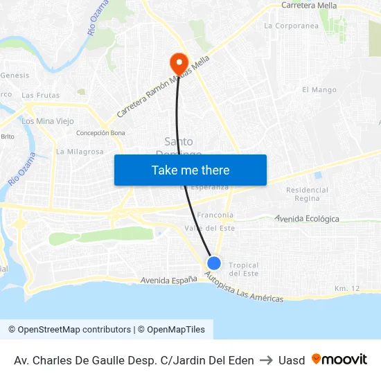 Av. Charles De Gaulle Desp. C/Jardin Del Eden to Uasd map