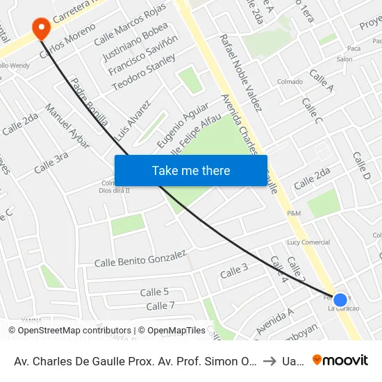 Av. Charles De Gaulle Prox. Av. Prof. Simon Orozco to Uasd map