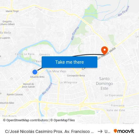 C/José Nicolás Casimiro Prox. Av. Francisco Del Rosario Sanchez to Uasd map