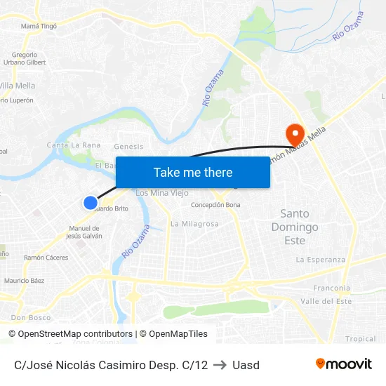 C/José Nicolás Casimiro Desp. C/12 to Uasd map