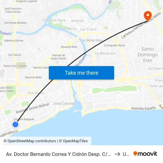 Av. Doctor Bernardo Correa Y Cidrón Desp. C/Cristobal De Llerenas to Uasd map