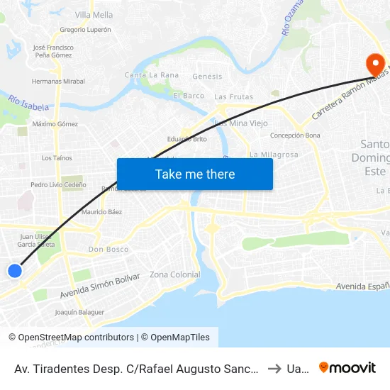 Av. Tiradentes Desp. C/Rafael Augusto Sanchez to Uasd map